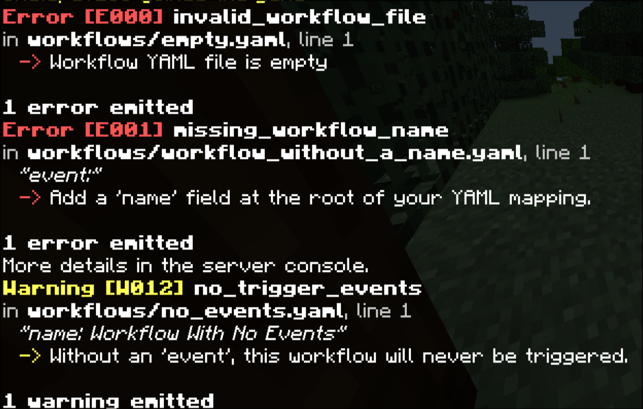 Minecraft screenshot depicting logs in-game
